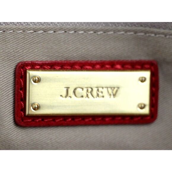 J.CREW RED GENUINE LEATHER THREE COMPARTMENTS HOBO SHOULDER BAG SATCHEL PURSE - Picture 12 of 16